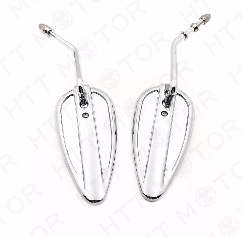 Pair Chrome Teardrop Racing Mirrors for Harley Street Bob Fat Bob (1982–2017)
