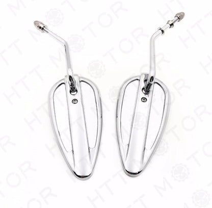 Pair Chrome Teardrop Racing Mirrors for Harley Street Bob Fat Bob (1982–2017)