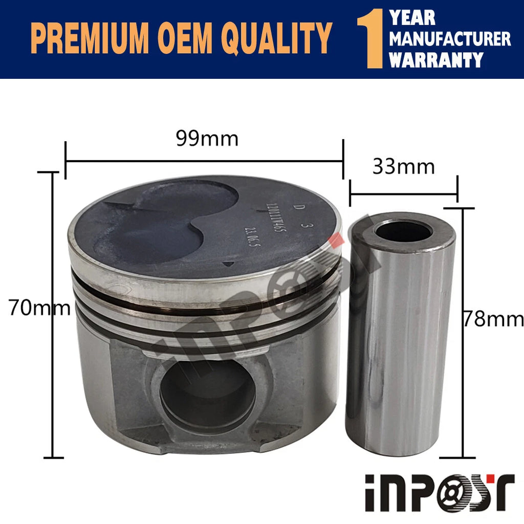 Set of 4 Piston Ring Set for Nissan QD32 Engine (STD Size)