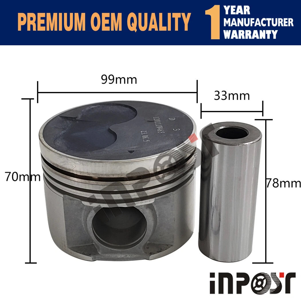 Set of 4 Piston Ring Set for Nissan QD32 Engine (STD Size)