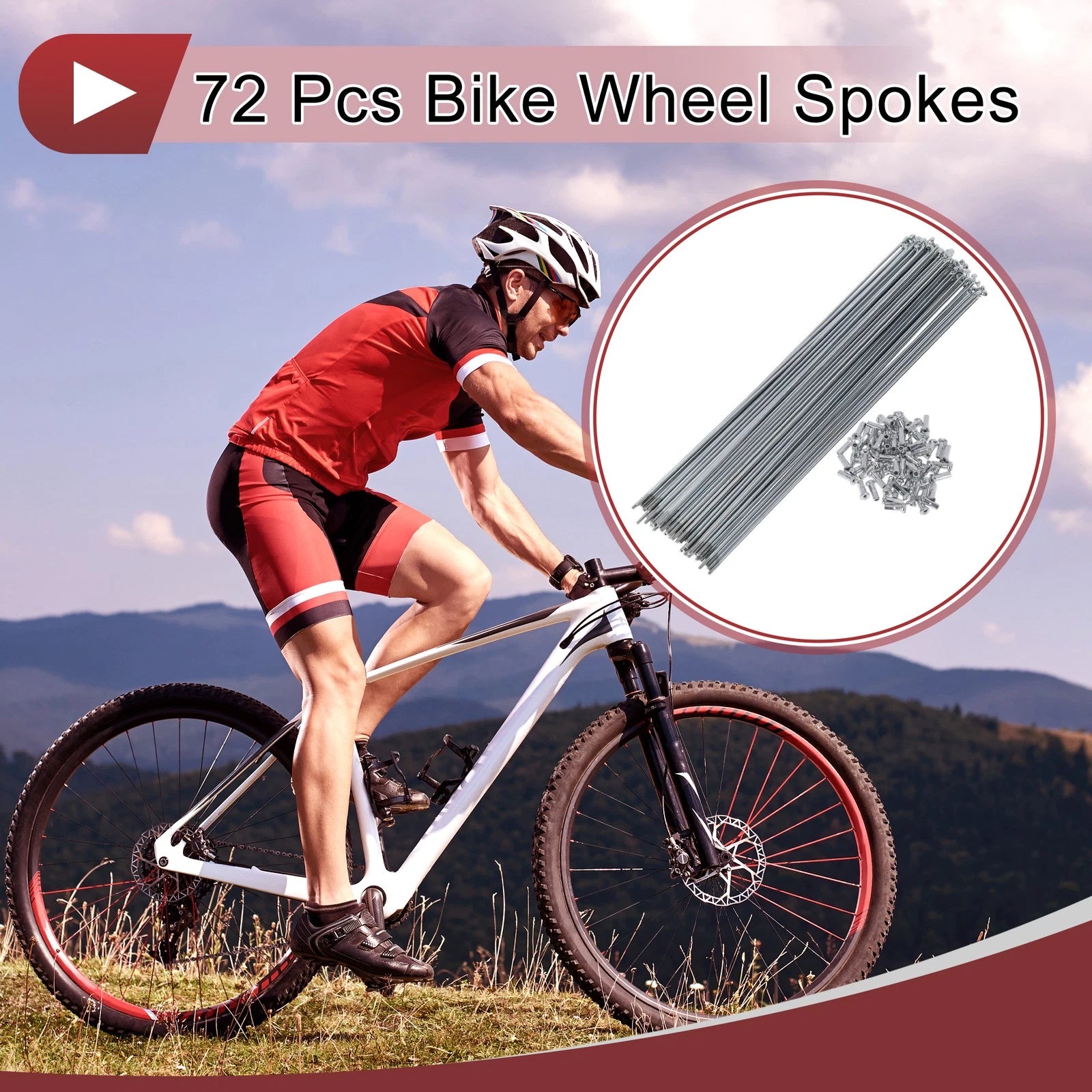 Bicycle Spokes 241mm Carbon Steel Galvanized Set for 14G (72 Pack)