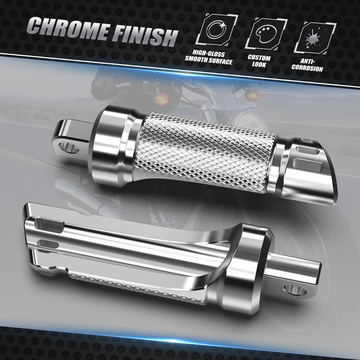 Chrome Foot Pegs for Harley Street Glide FLHX (2017–2024) 50345-04