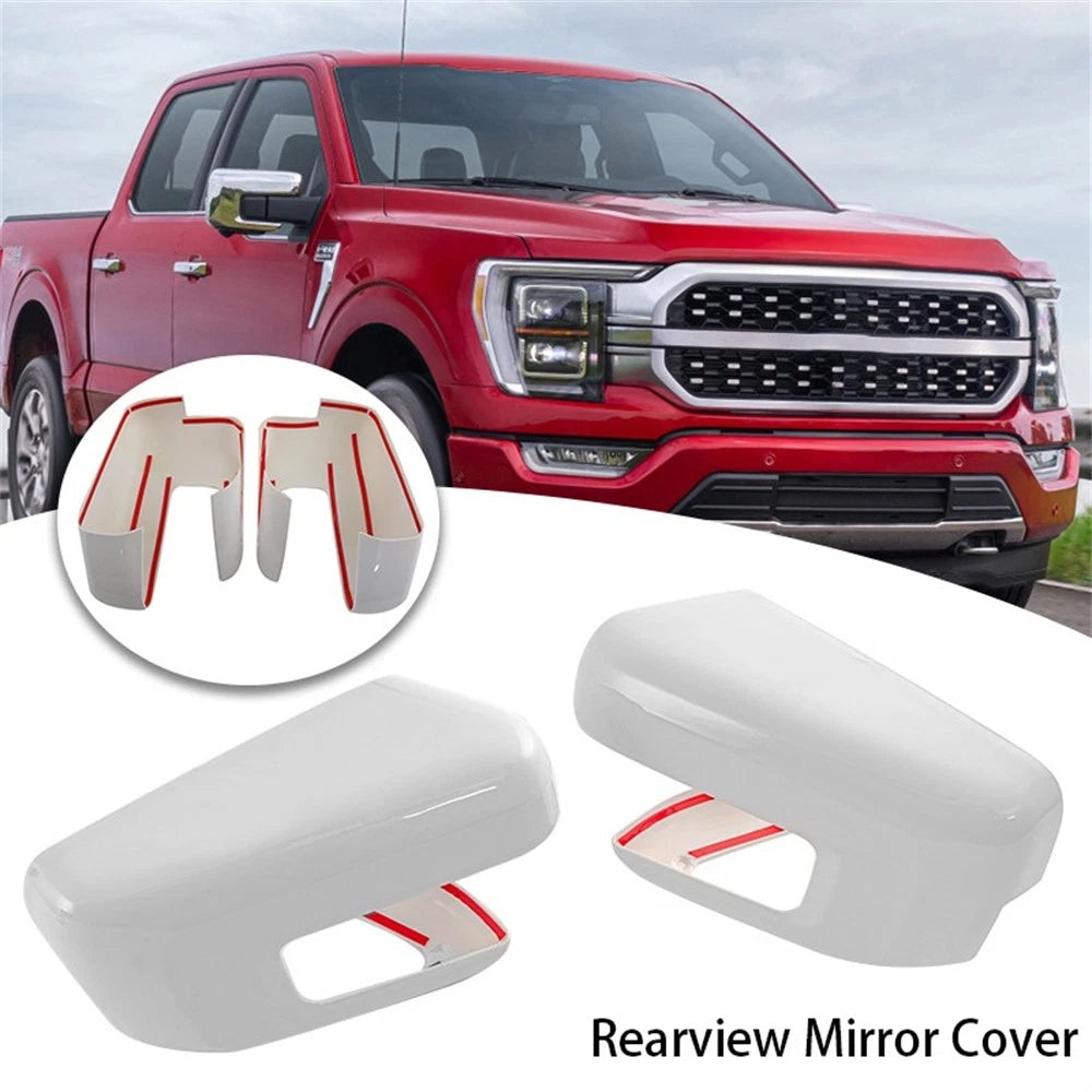White Mirror Covers Overlays for Ford F150 (2021–2026)