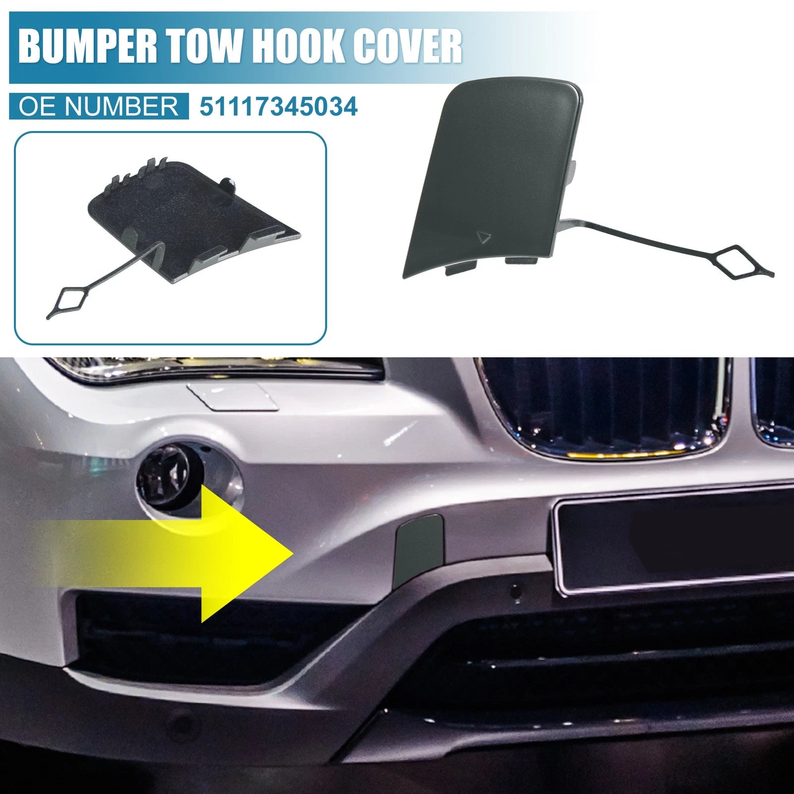 Front Bumper Tow Hook Cover for BMW X1 E84 (2012–2015) Gray