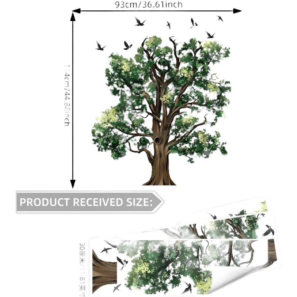 Set of 3 PVC Wall Stickers for Home Decor - Realistic Tree and Birds