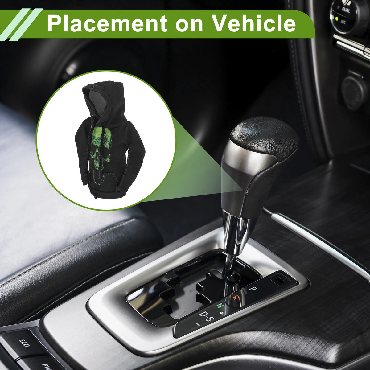 Gear Shift Knob Cover for Universal Cars - Green Black Polyester
