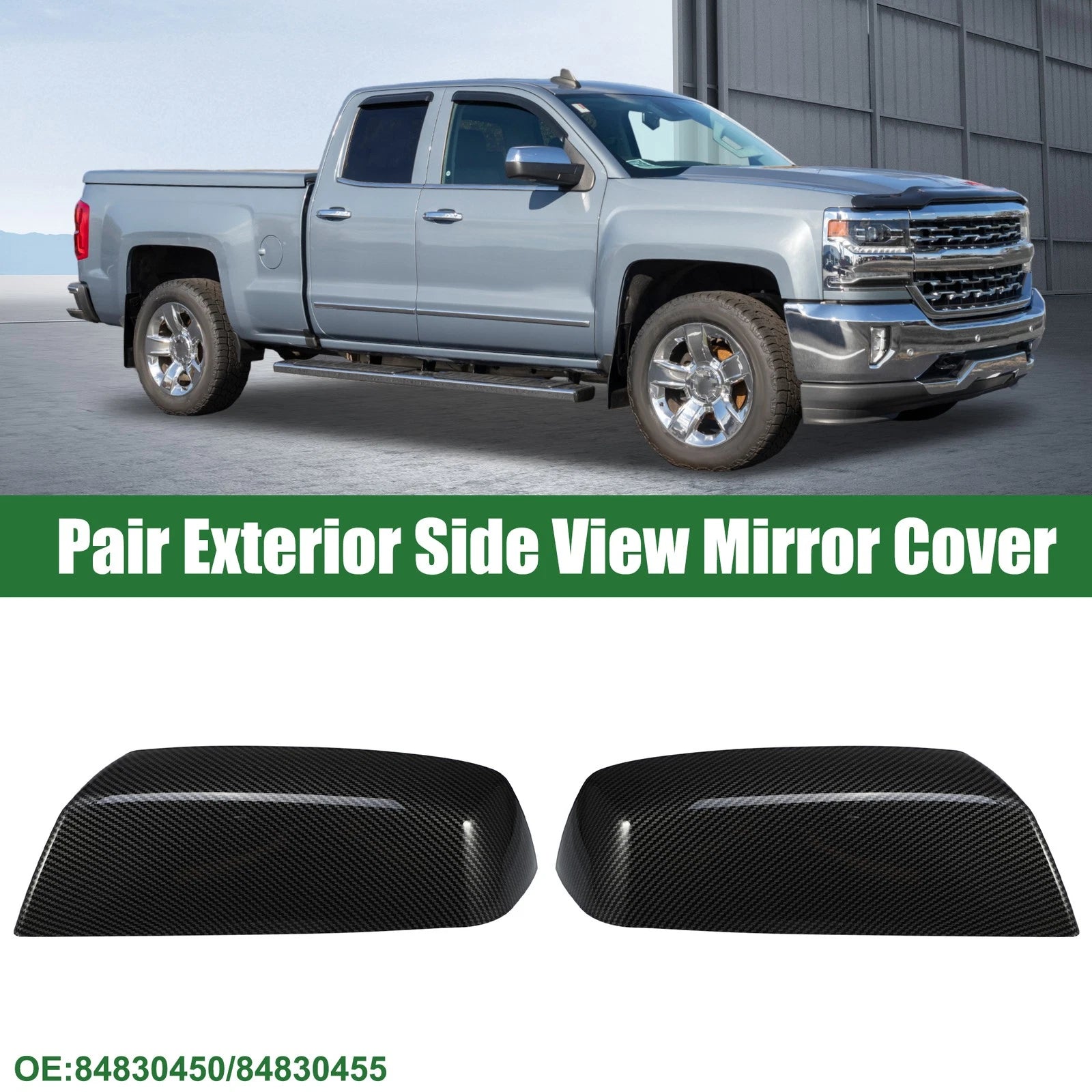 Rearview Mirror Cap Left Right Replacement for Chevrolet Silverado 1500 (2014–2019) Black