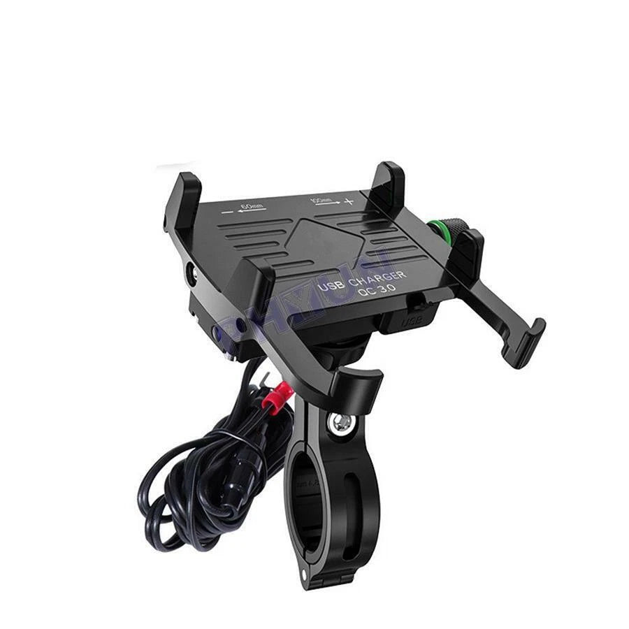 Universal Phone Holder with QC3.0 USB Fast Charger for Motorcycle Scooter