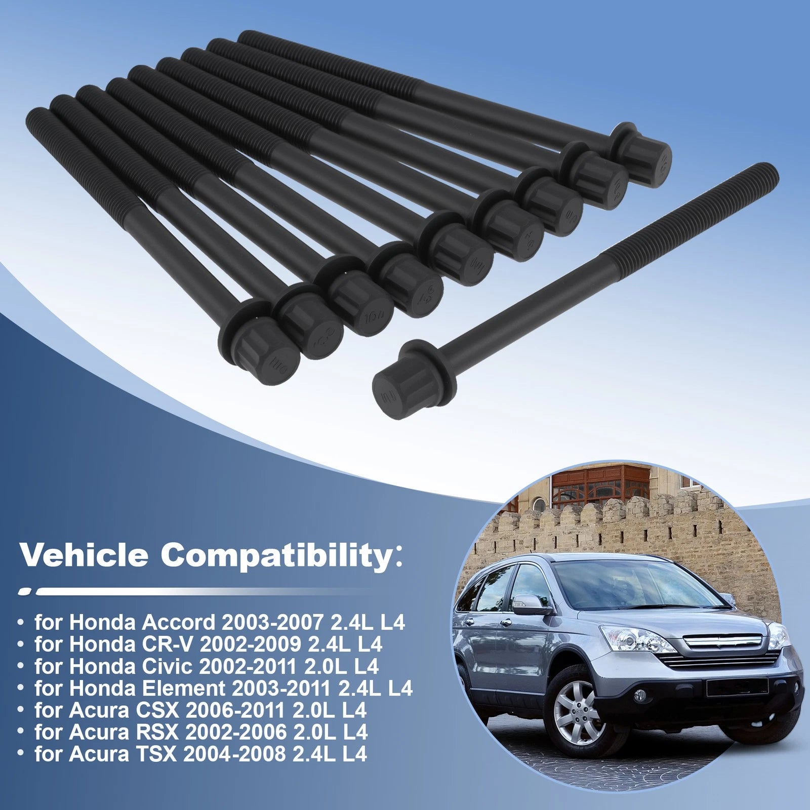 Engine Cylinder Head Bolt Set Replacement for Honda Accord (2003–2007)