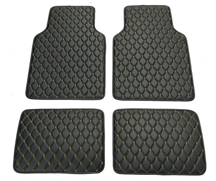 Set of 4 Waterproof PU Leather Floor Mats for Car Front & Rear