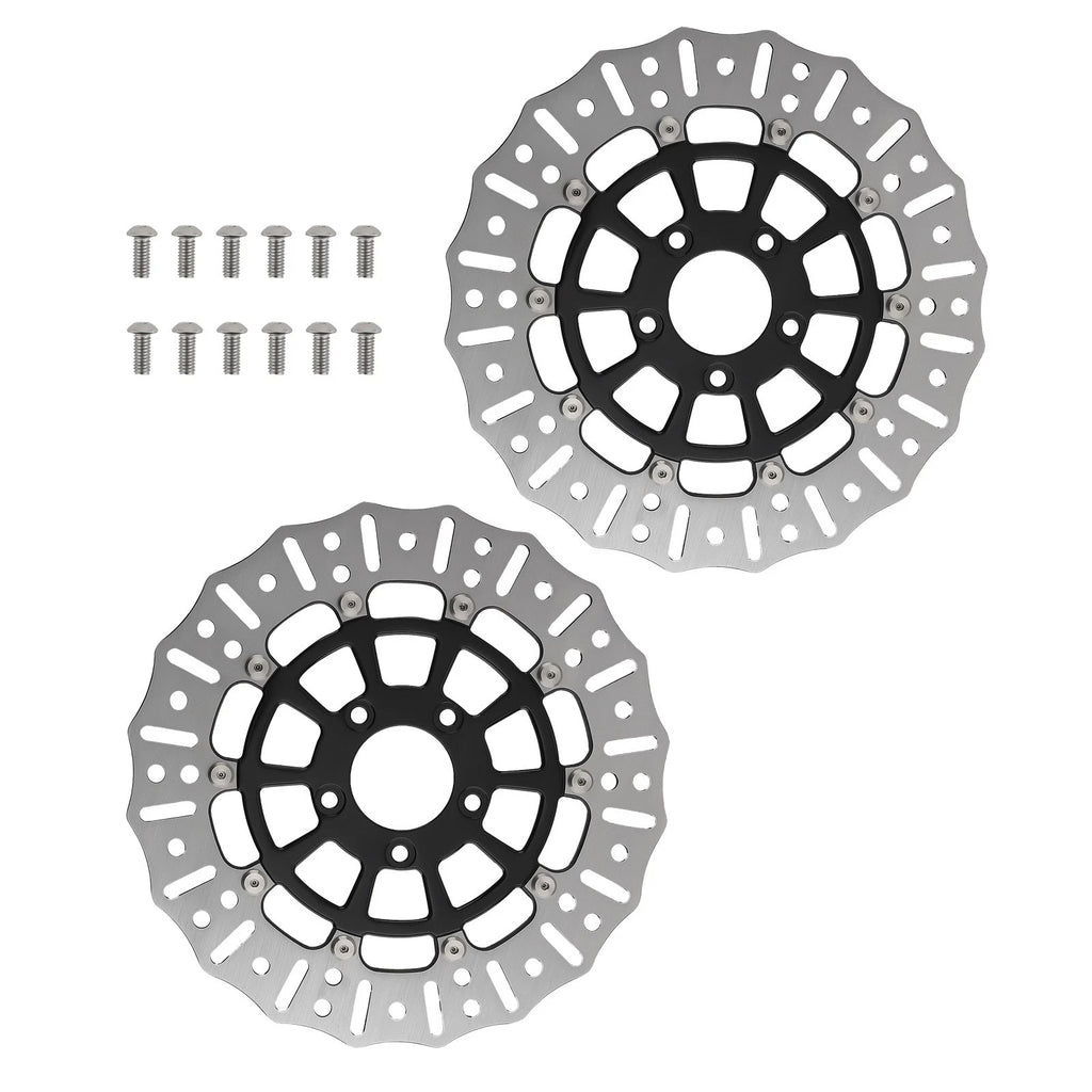 2X Black Front Rotor Disc for Harley-Davidson Road King (2008–2021) 299mm