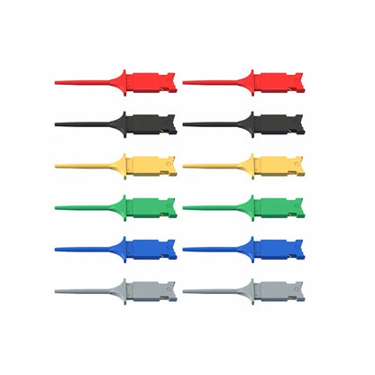 6 Pairs Electronic Test Hooks in Red, Black, Yellow, Green, Blue, Gray