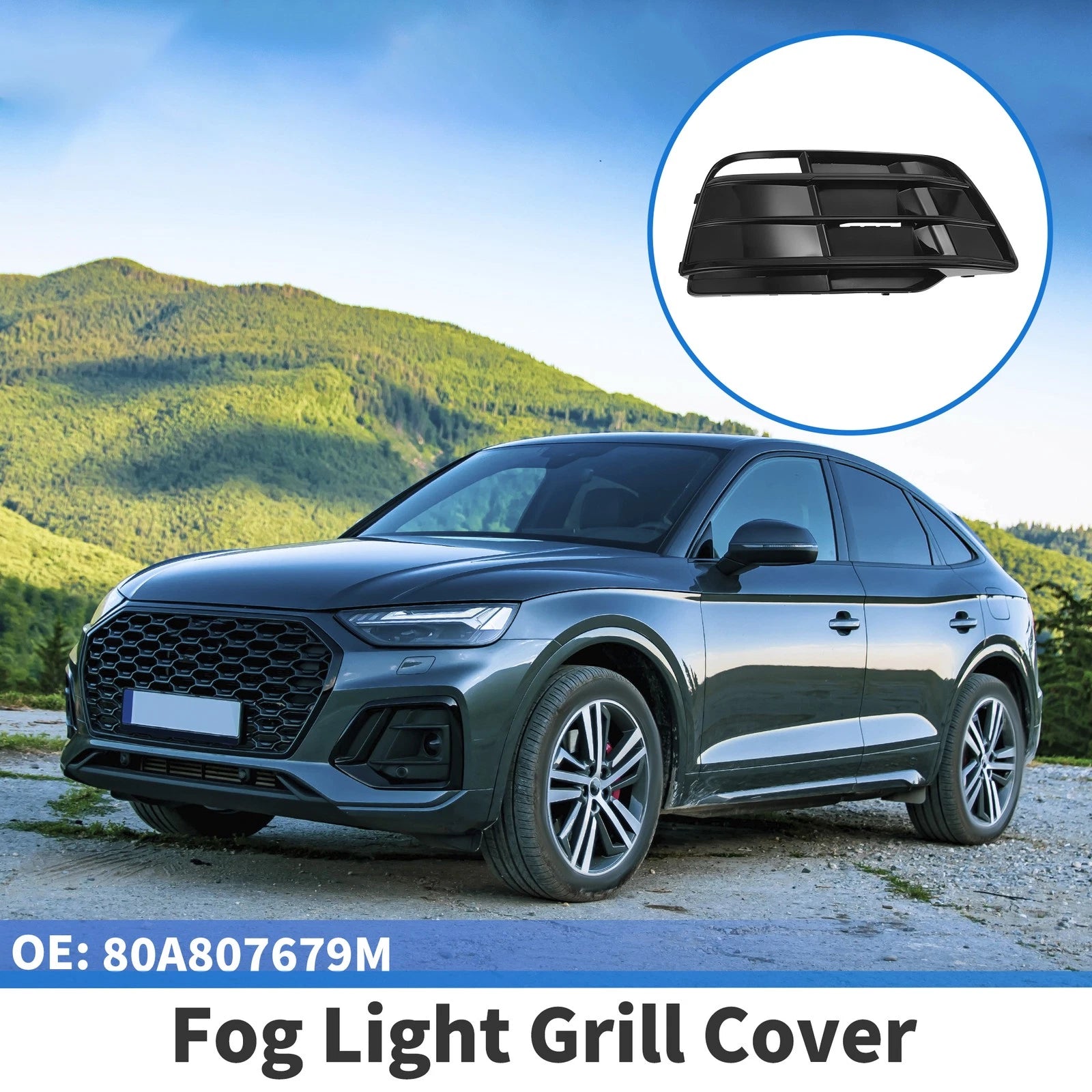 Front Right Fog Light Grill Replacement for Audi Q5 SQ5 (2018–2022)