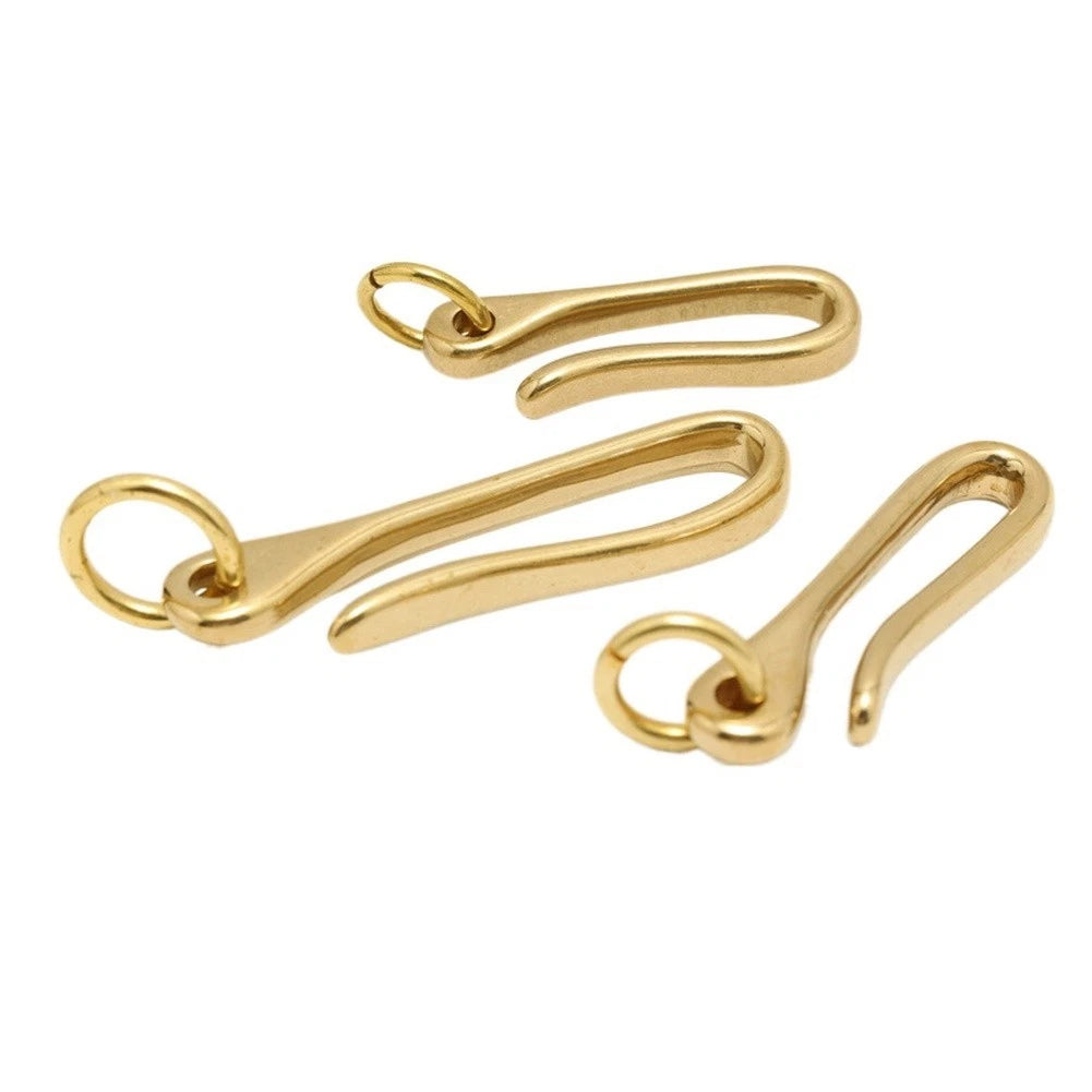 Solid Brass U Hook Keychain Hardware for Leathercraft (0.3 x 1.8cm)