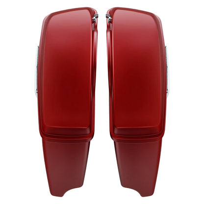 4" Stretched Saddlebags for Harley CVO Road Glide (2014–2024) Wicked Red Denim