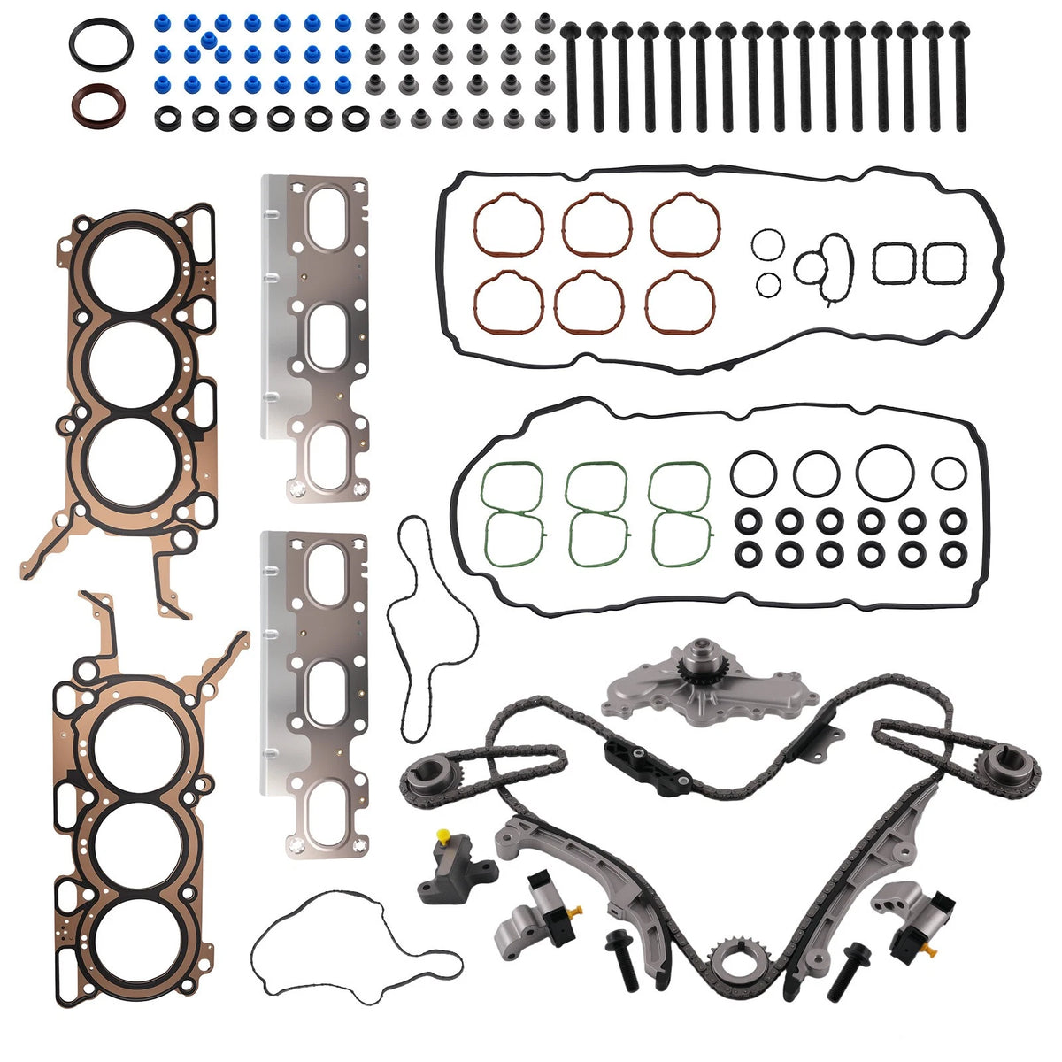 Head Gasket Timing Chain Water Pump Kit for Ford Edge Taurus Lincoln (2007–2010)