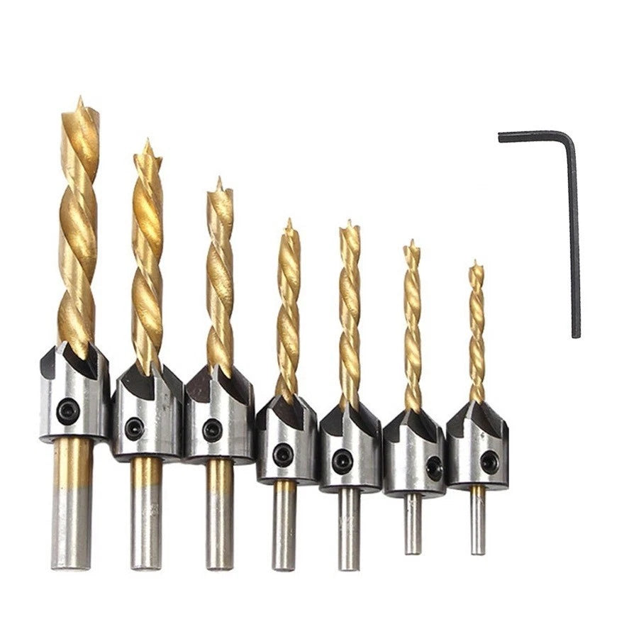 7-Piece Wood Drill Bits Kit 310mm for Woodworking Projects