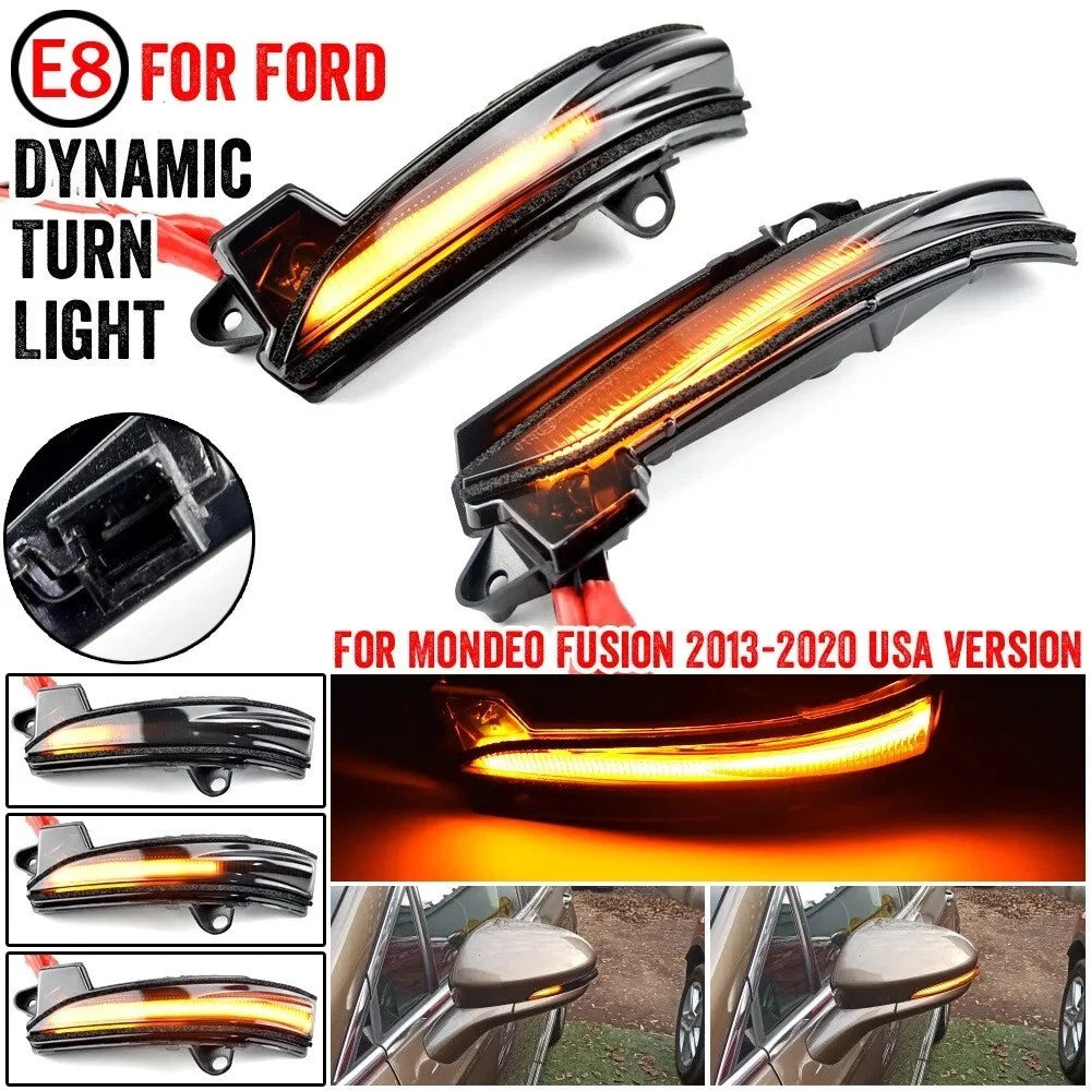 Smoked LED Dynamic Side Mirror Turn Signal Light for Ford Fusion (2013–2020)