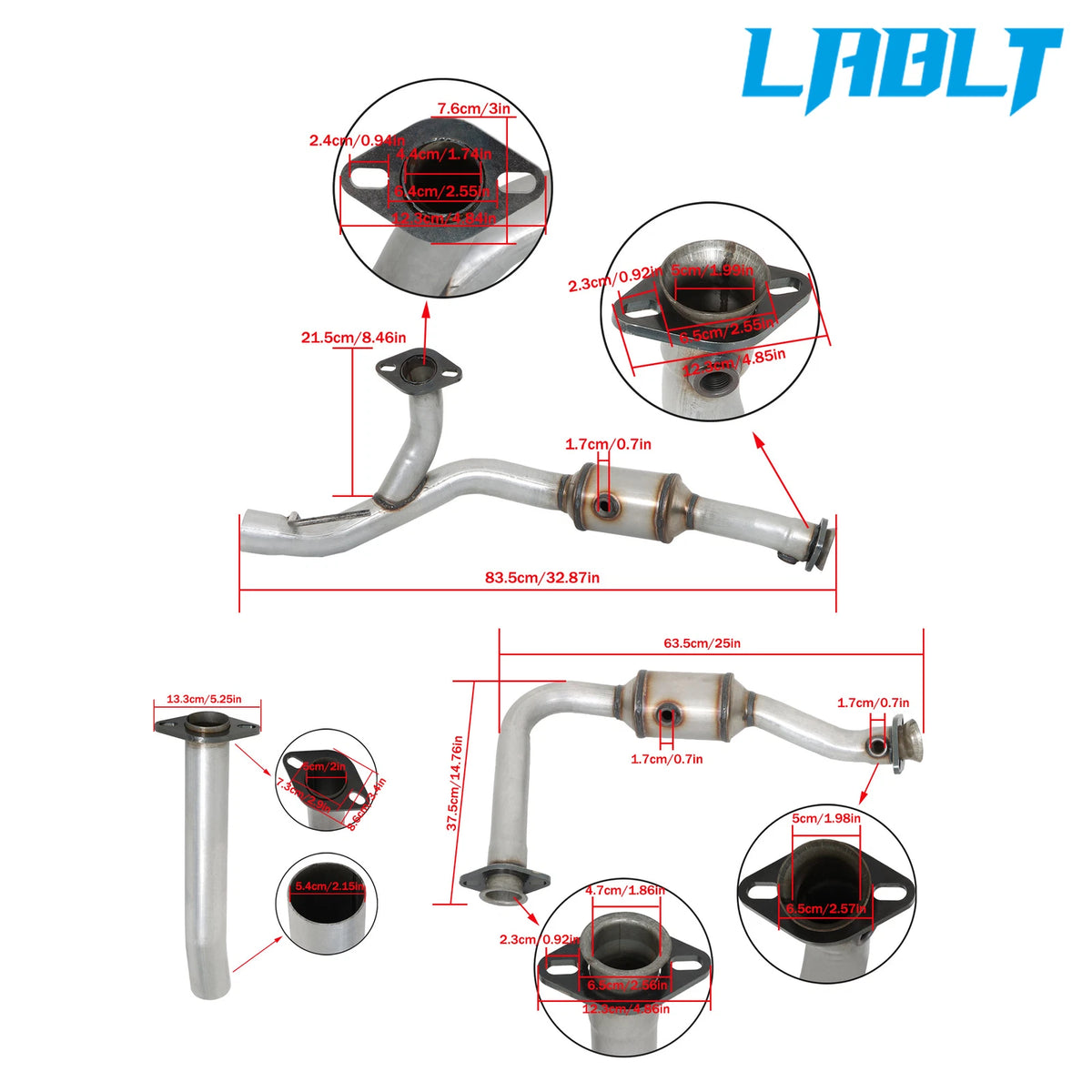 Set of 2 Catalytic Converters for Ford Ranger (2007–2011) LABLT