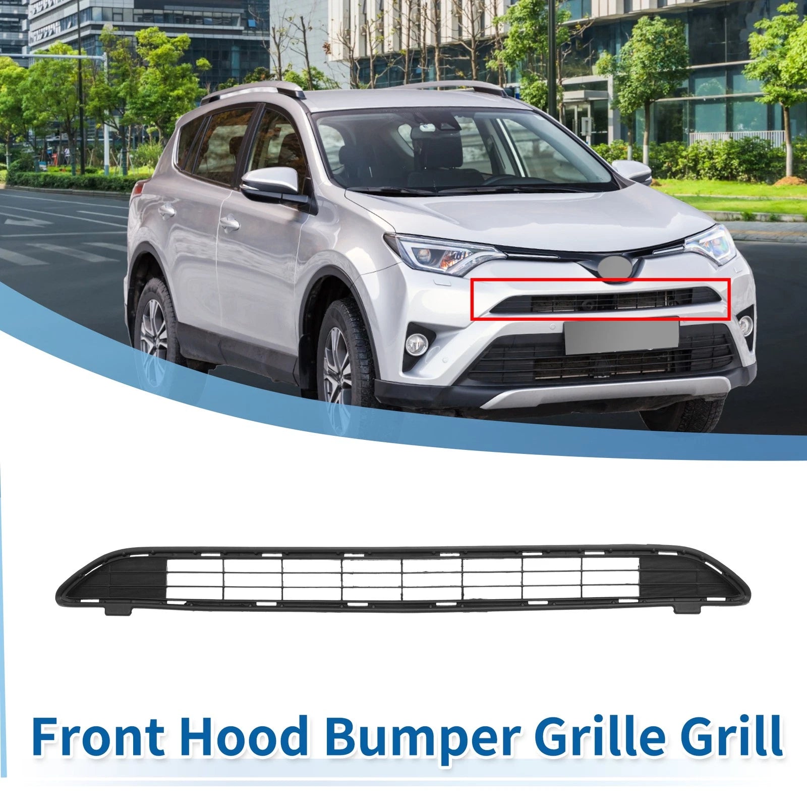 Front Hood Bumper Grille with Hole for Toyota RAV4 LE (2016–2018)