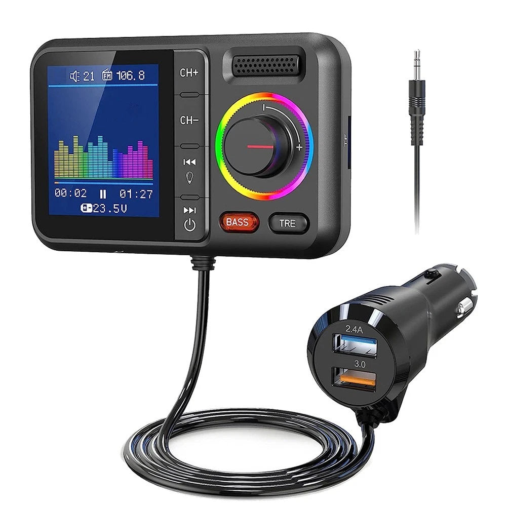FM Transmitter Handsfree Car Music Player with Large Color Display