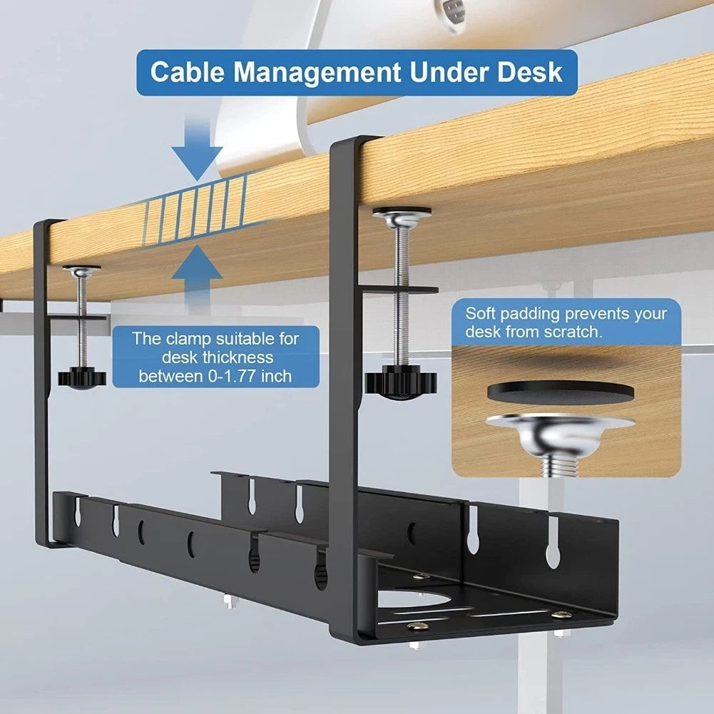 Desk Organizer Clamp for Cable Tray - Adjustable, Retractable, No Drilling