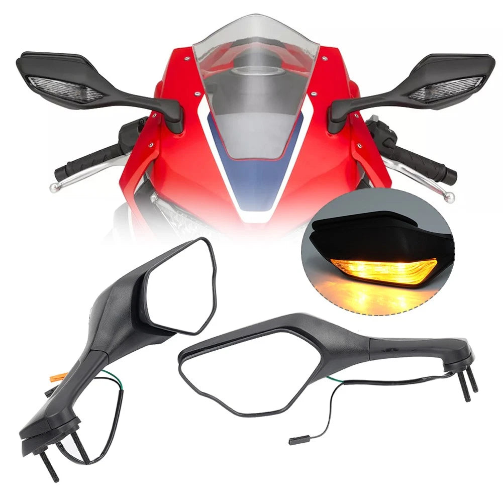 1 Pair Side Rear View Mirrors with Indicators for Honda CBR1000RR (2017–2024)
