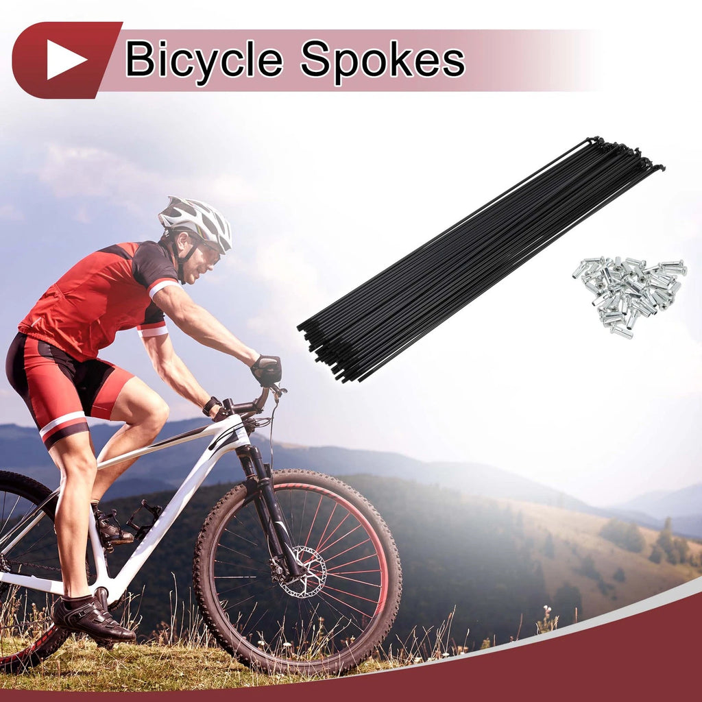 Bicycle Spokes Set 13G 271mm Carbon Steel Black for 700C Wheels (n/a)