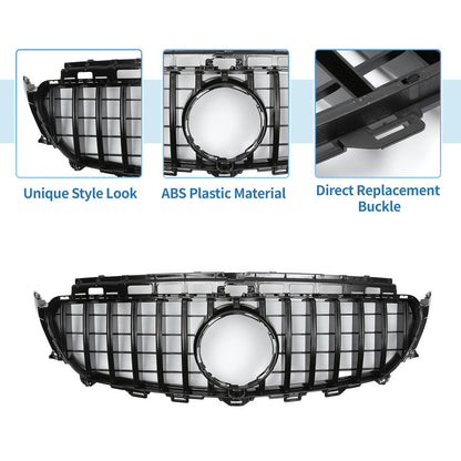 Front Upper Bumper Grille for Mercedes-Benz E200 (2016–2020) Black