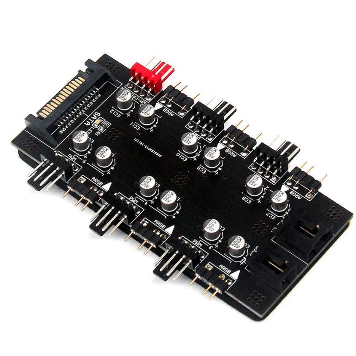 SATA 1 To 6 Way PWM ARGB Device Expander for Cooling Fans Hub Splitter