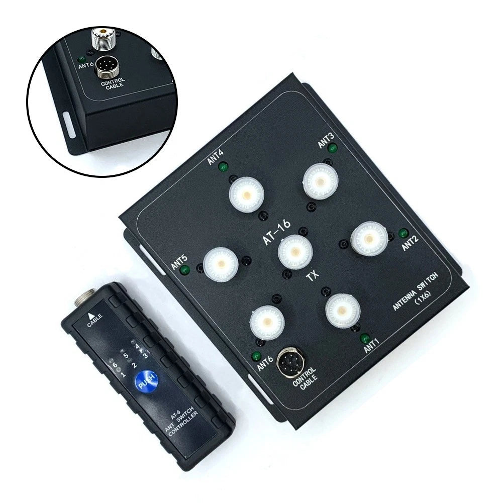 AT16 Metal 6-Channel Coaxial Antenna Switch Kit for Compatible Radios