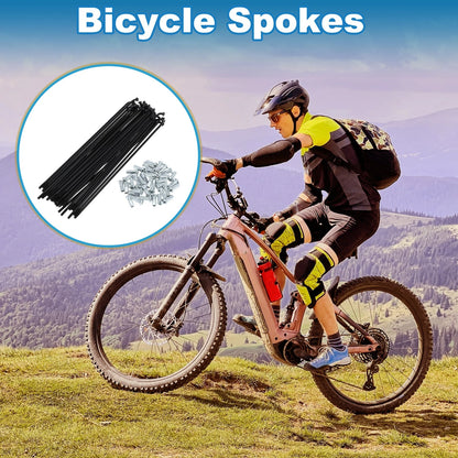 Bicycle Spokes Nipple Set 12G 160mm Carbon Steel Black Universal