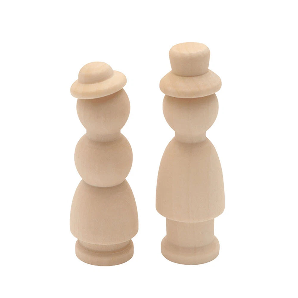 5pcs Wooden Peg Dolls for DIY Craft Wedding Ornament Cake Topper