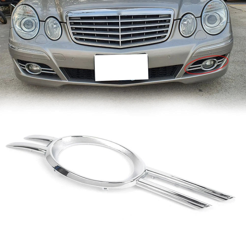 Left Fog Light Grills Chrome Trim for Mercedes-Benz E320 E350 E550 E63 (2007–2009)
