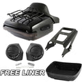 Trunk Pad Mount Rack Speakers LED Light for Harley Road Glide (2009–2013)