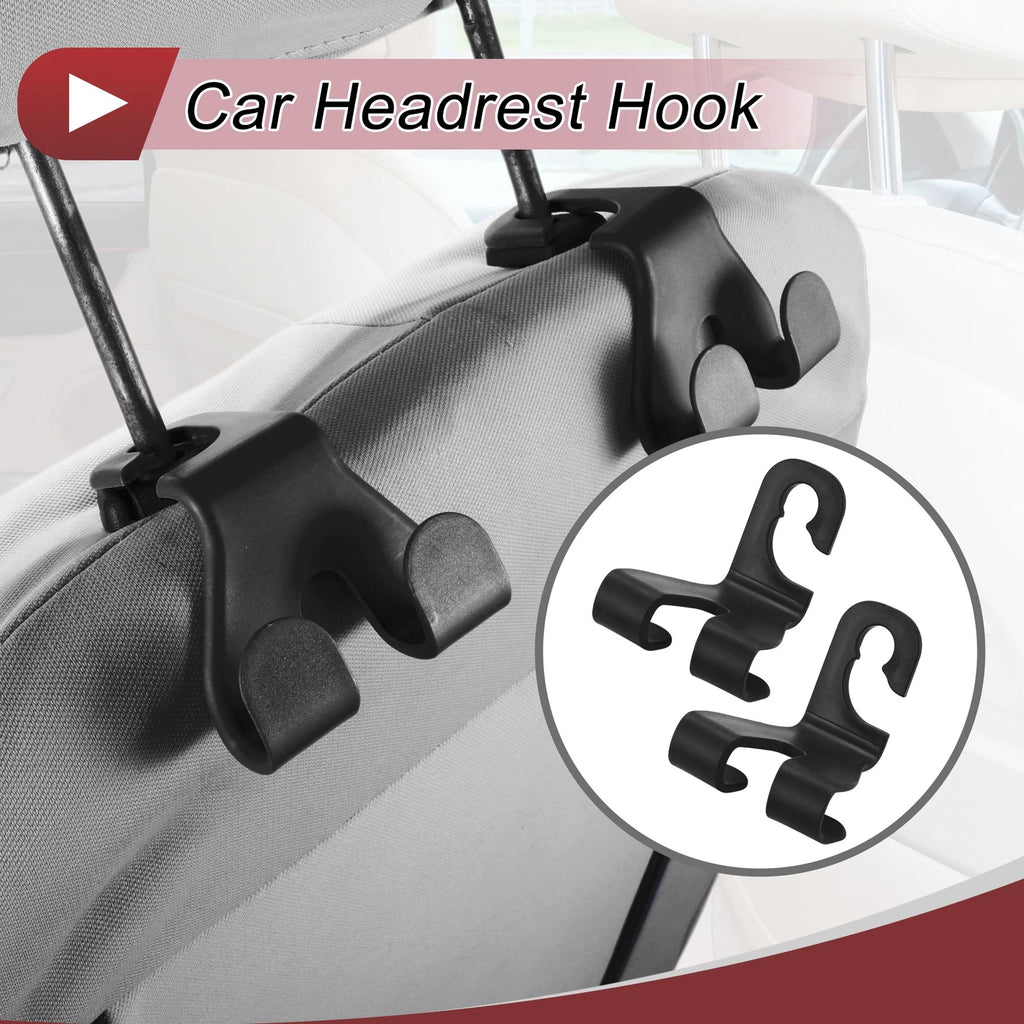 2 Pcs Universal Car Seat Headrest Hook for Purses and Bags (Black)