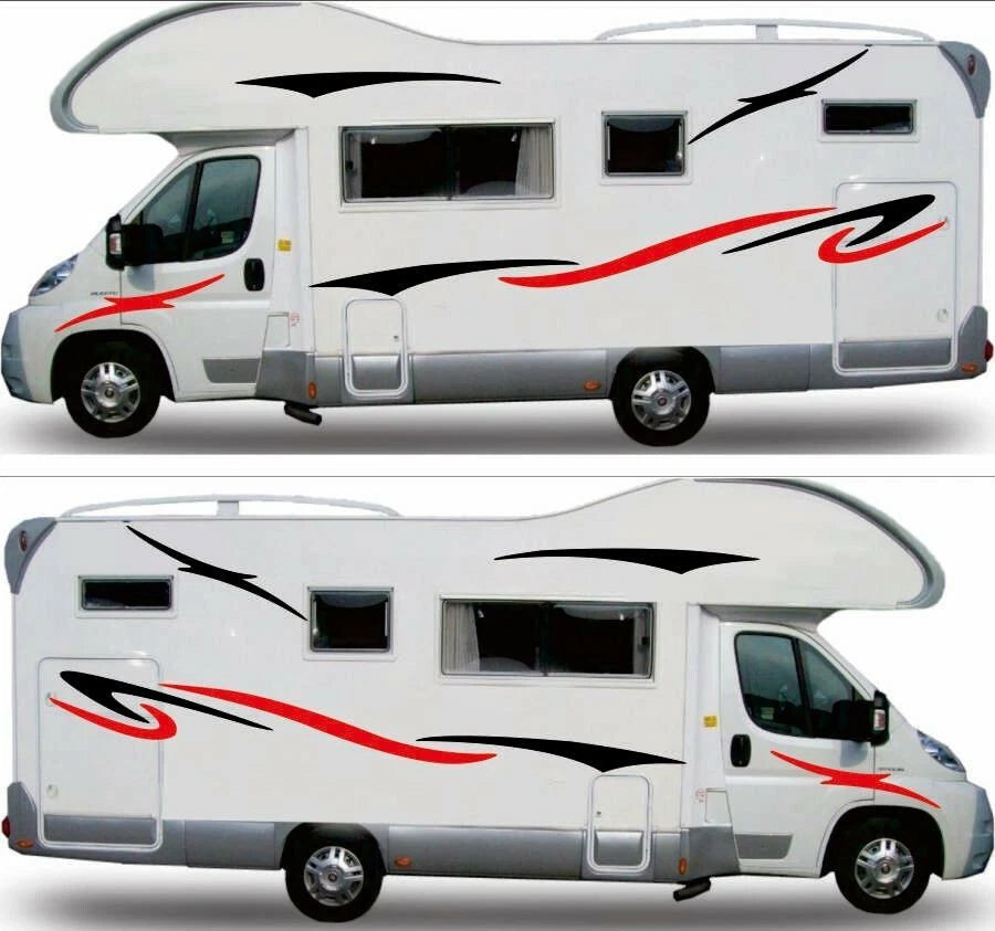 1 Pair Stripes Graphics Vinyl Decals Stickers Kit for Caravan Travel Trailer Van