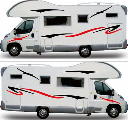 1 Pair Stripes Graphics Vinyl Decals Stickers Kit for Caravan Travel Trailer Van