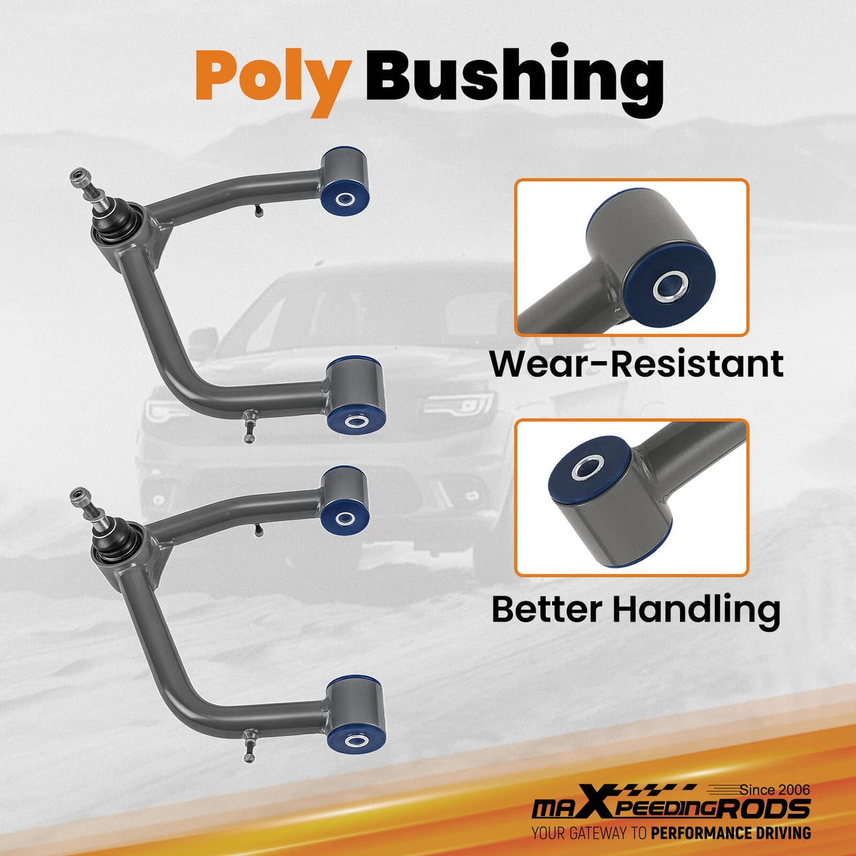 2x Front Upper Control Arms for 2019-2024 Chevy Silverado 1500 Sierra