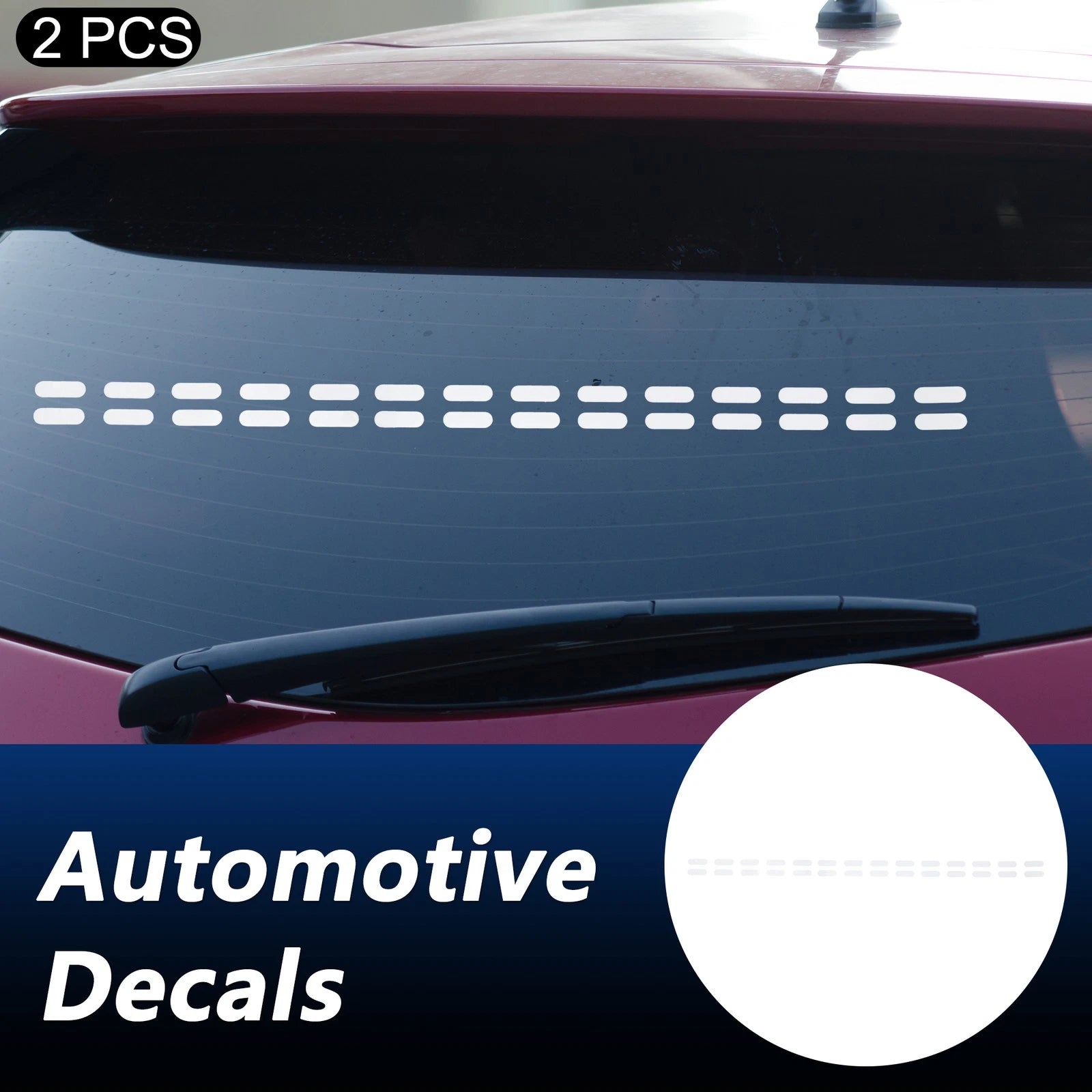 Reflective Bumper Decal for - White Square Dotted Line
