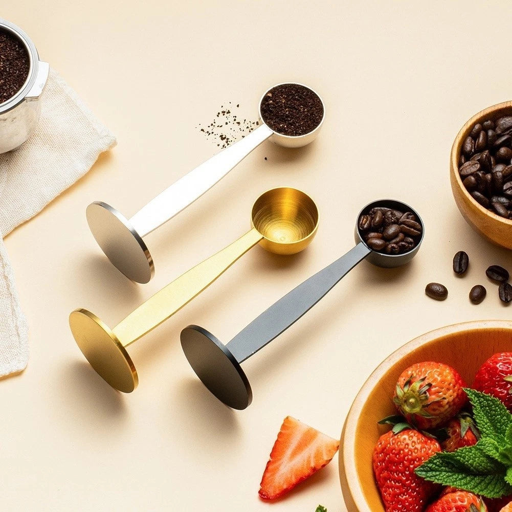 2X 201 Stainless Steel Dual Function Coffee Scoop Tamper 14.5cm