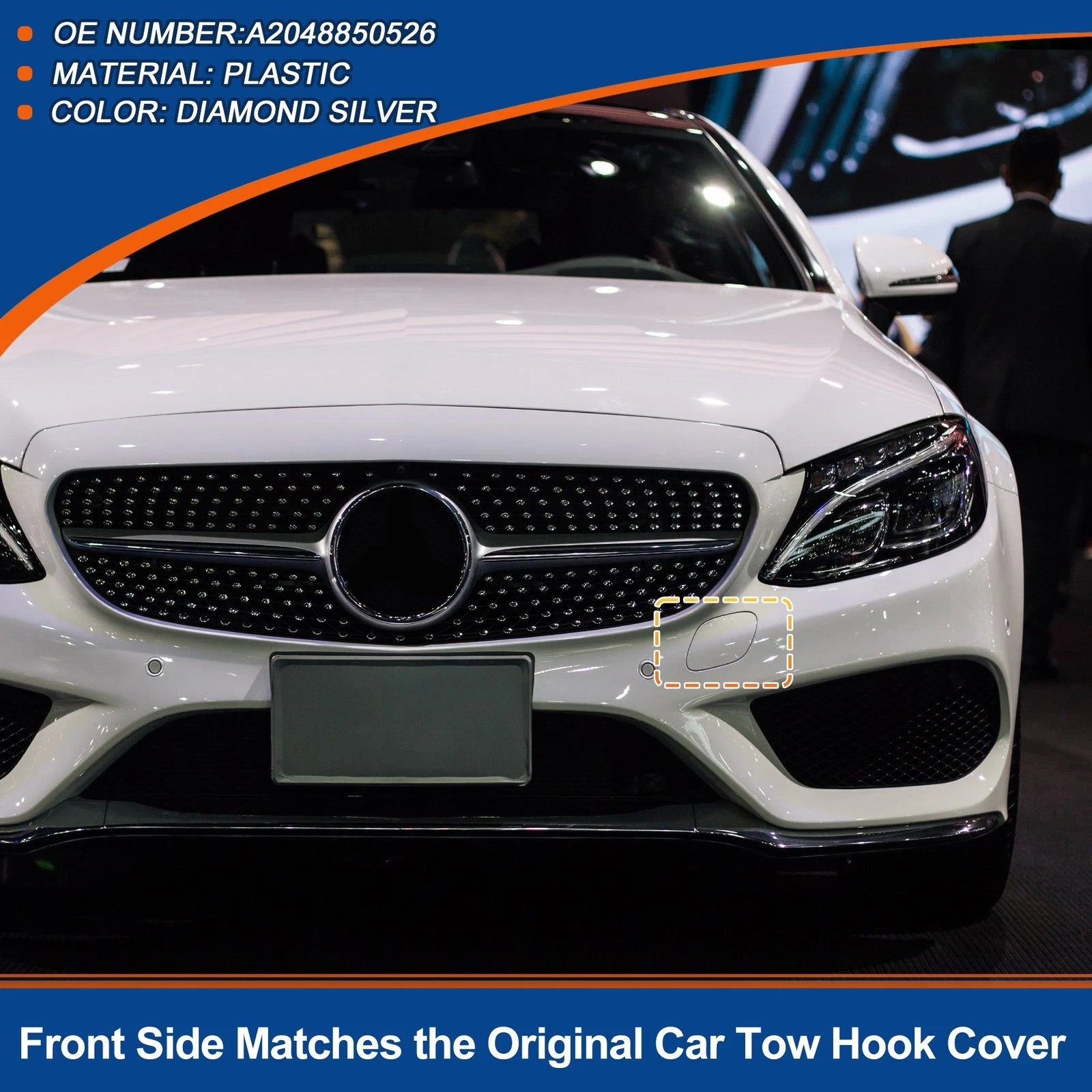 Front Tow Hook Cover Replacement for Mercedes-Benz C-Class W204 (2008–2014)