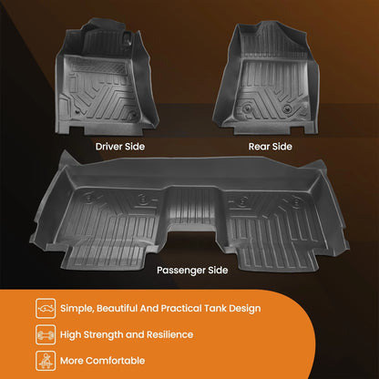Floor Mats Kit for Toyota Camry (2007–2011) TPE Rubber Front & 2nd Row