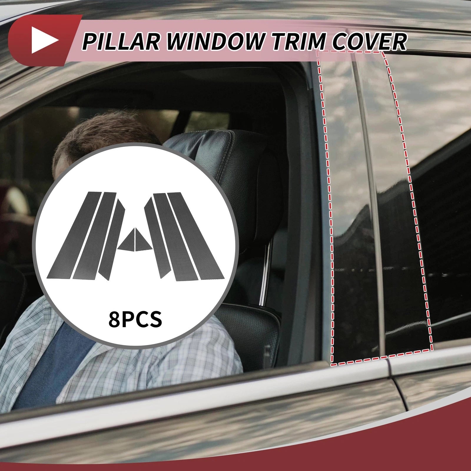 8 Pcs Door Pillar Window Trim Replacement for Audi A8 (2019–2024)