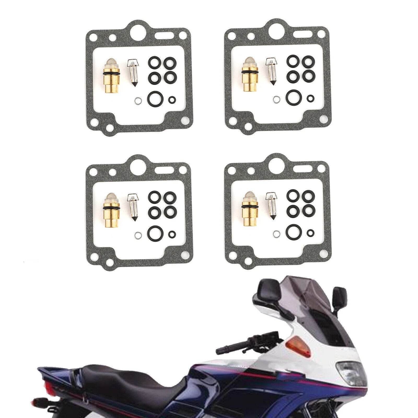 Set of 4 Carburetor Repair Kits for Yamaha XJ700, XJ750, FJ1100, FJ1200 (1985–1990)