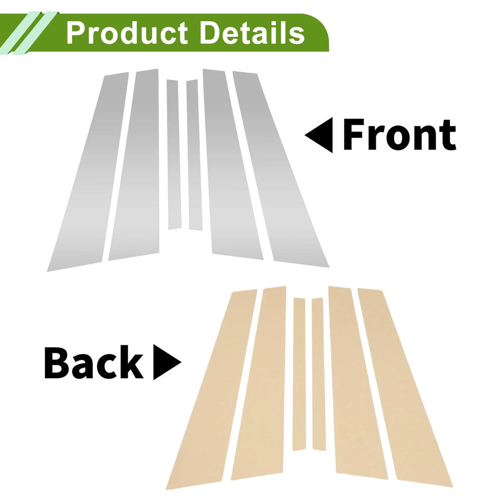 Door Pillar Window Trim Kit Silver Tone for BMW 5-Series (2011–2017)