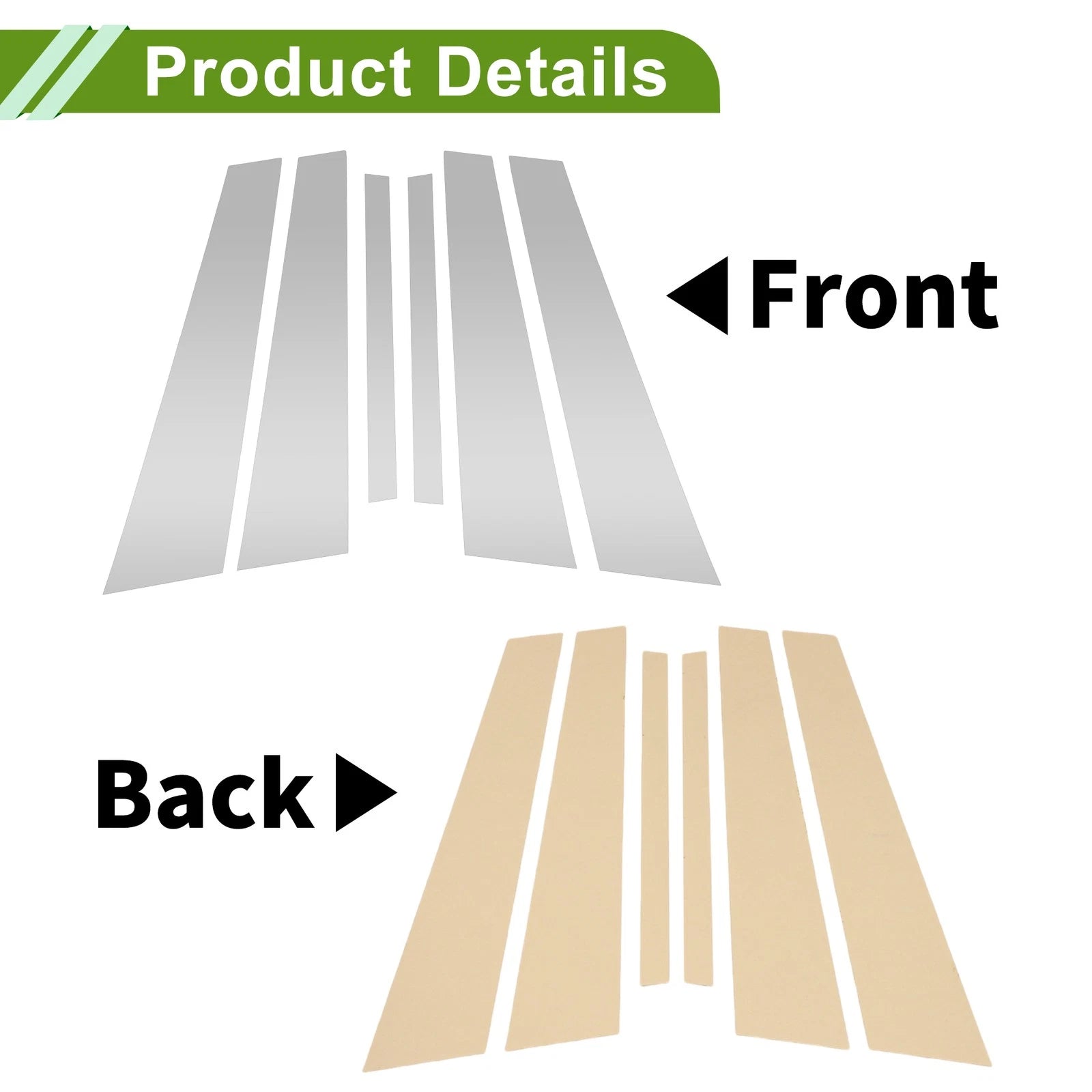 Door Pillar Window Trim Kit Silver Tone for BMW 5-Series (2011–2017)
