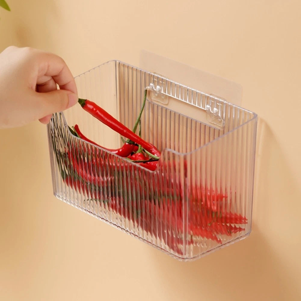 Wall Mounted Kitchen Storage Box with Drain Holes for Fruit Use