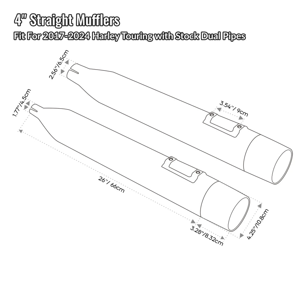 4" Chrome Slip-On Mufflers for Harley Road Glide (2017–2024)
