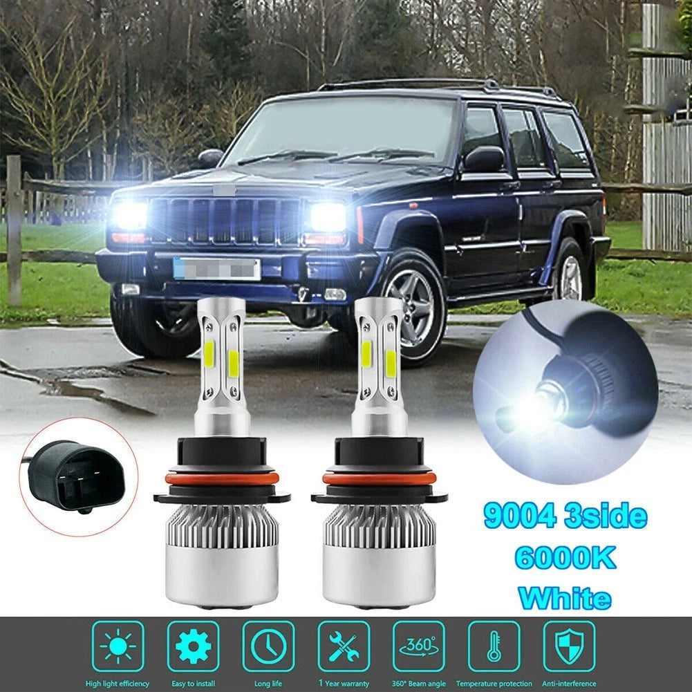 3X 9004 Headlight Bulbs for - White 3-Side